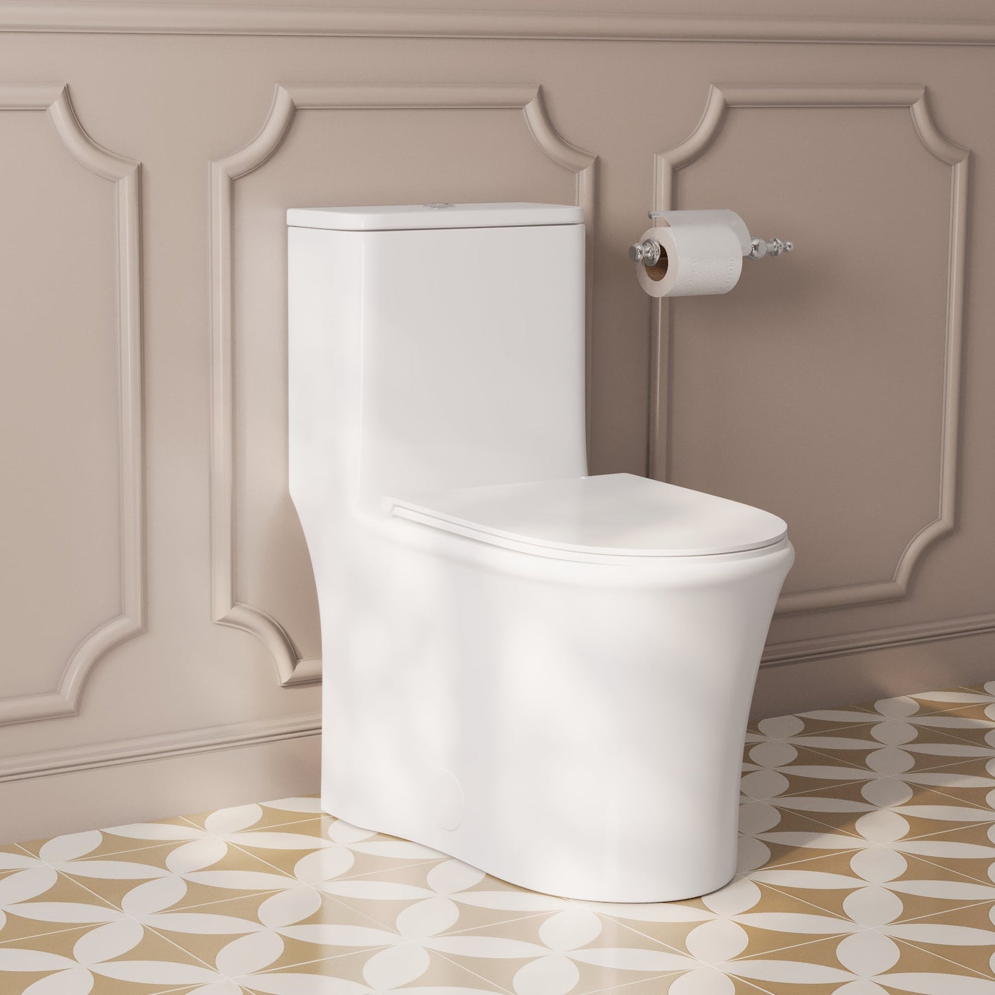 One Piece Toilet for Bathroom with Comfort Chair Seat ADA Height Skirted Toilets, White
