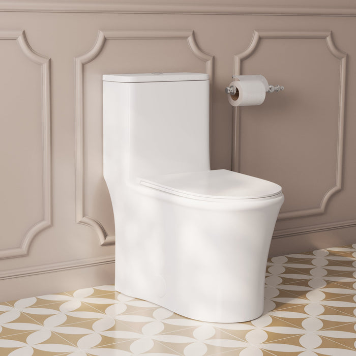 One Piece Toilet for Bathroom with Comfort Chair Seat ADA Height Skirted Toilets, White