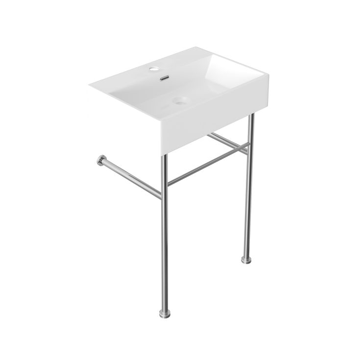 24" Rectangular Console Bathroom Sink, Single Faucet Hole