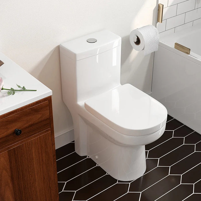 Compact 12" Rough In Toilet – HOROW 8733S One-Piece Round Design