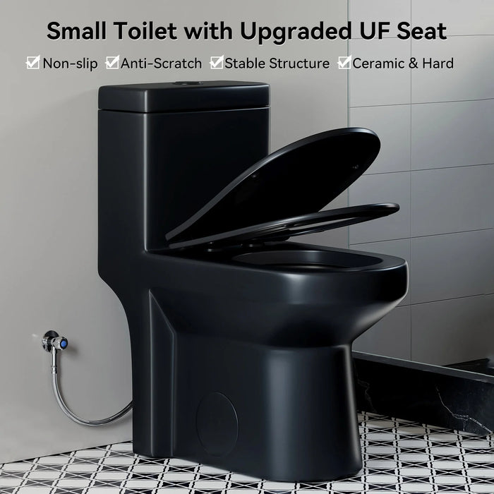 Matte Black Toilet with Skirted and UF Seat for 12 Inch Rough In Model 8733BU