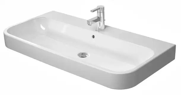 Happy D.2 Wall Mounted Sink  39 3/8 " x 19 7/8 ", with Overflow, 1 x Faucet hole, White High Gloss