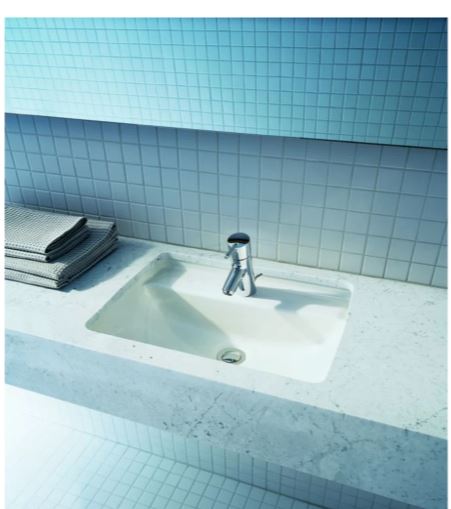 Duravit Starck 3 20-5/8" Rectangular Ceramic Undermount Bathroom Sink with Overflow and Single Faucet Hole