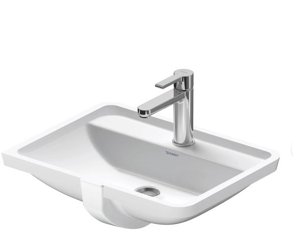 Duravit Starck 3 20-5/8" Rectangular Ceramic Undermount Bathroom Sink with Overflow and Single Faucet Hole