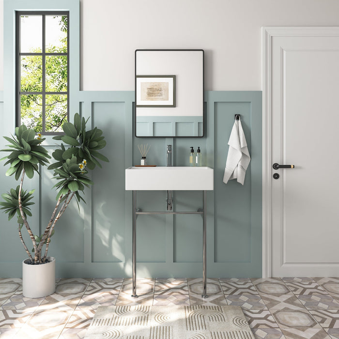 24" Rectangular Console Bathroom Sink, Single Faucet Hole