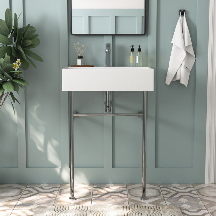 24" Rectangular Console Bathroom Sink, Single Faucet Hole