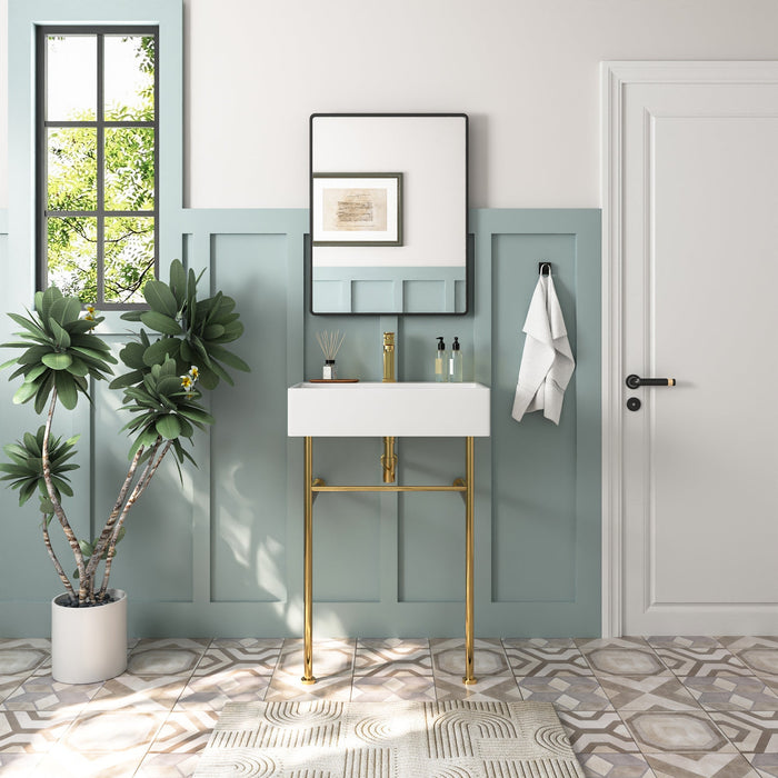 24" Rectangular Console Bathroom Sink, Single Faucet Hole