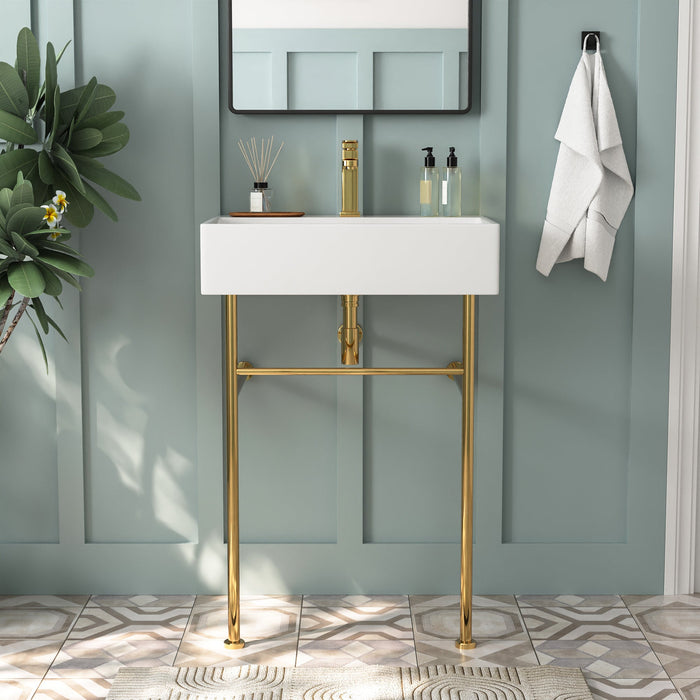 24" Rectangular Console Bathroom Sink, Single Faucet Hole