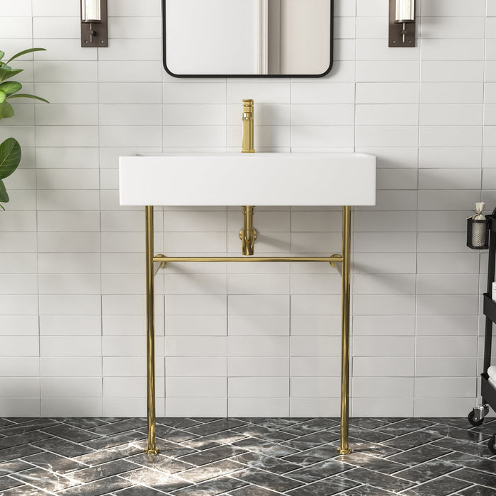 30" Rectangular Console Bathroom Sink, Single Faucet Hole