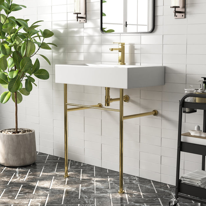 30" Rectangular Console Bathroom Sink, Single Faucet Hole