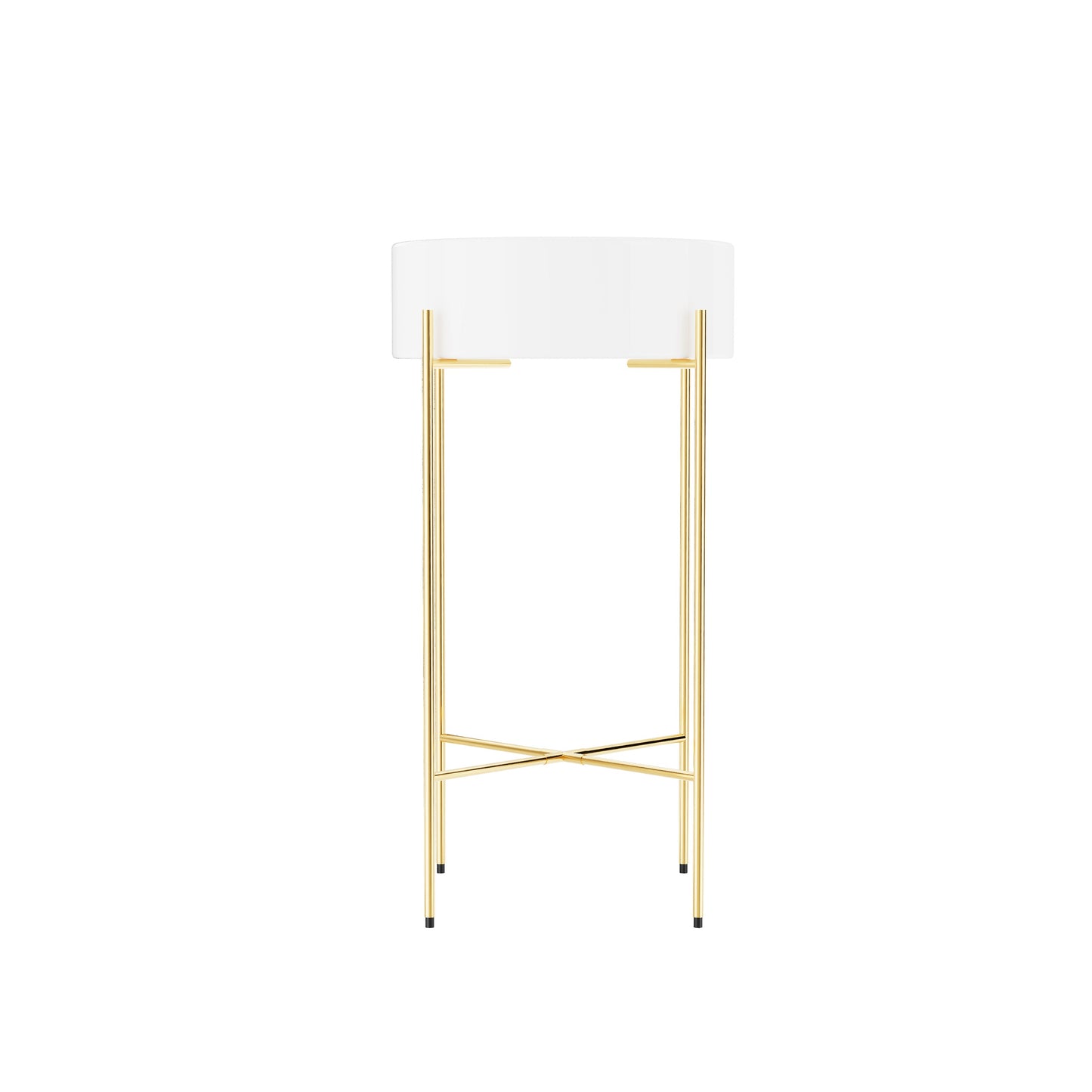 Bathroom Console Sink, Round Bathroom Sink with Chrome/Gold/Black Legs Support Ceramic Sink with Overflow.