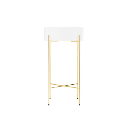 Bathroom Console Sink, Round Bathroom Sink with Chrome/Gold/Black Legs Support Ceramic Sink with Overflow.