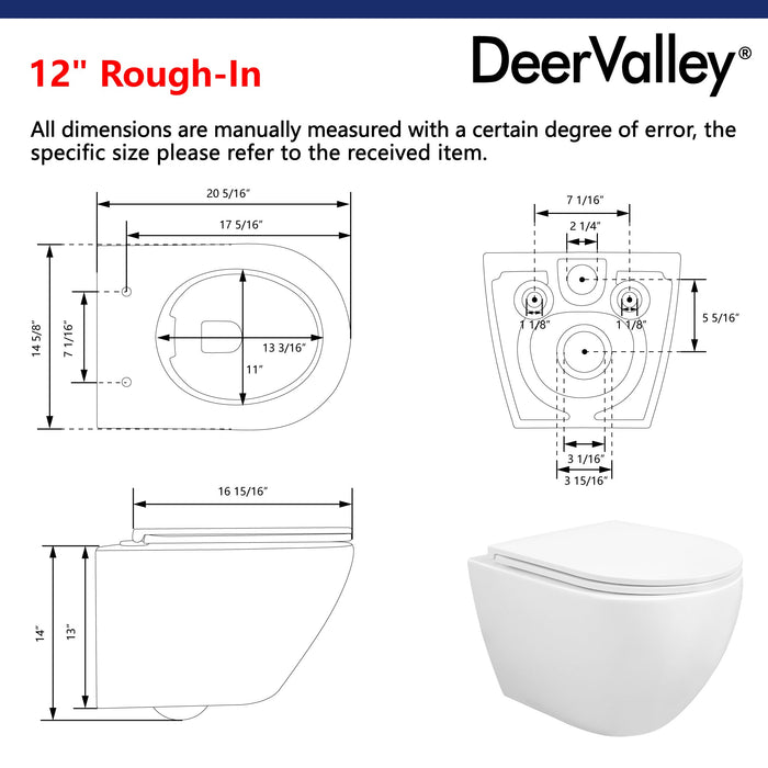 LIBERTY Wall-Hung Elongated Toilet, 1.1/1.6GPF Siphon Flushing with Multiple Colors