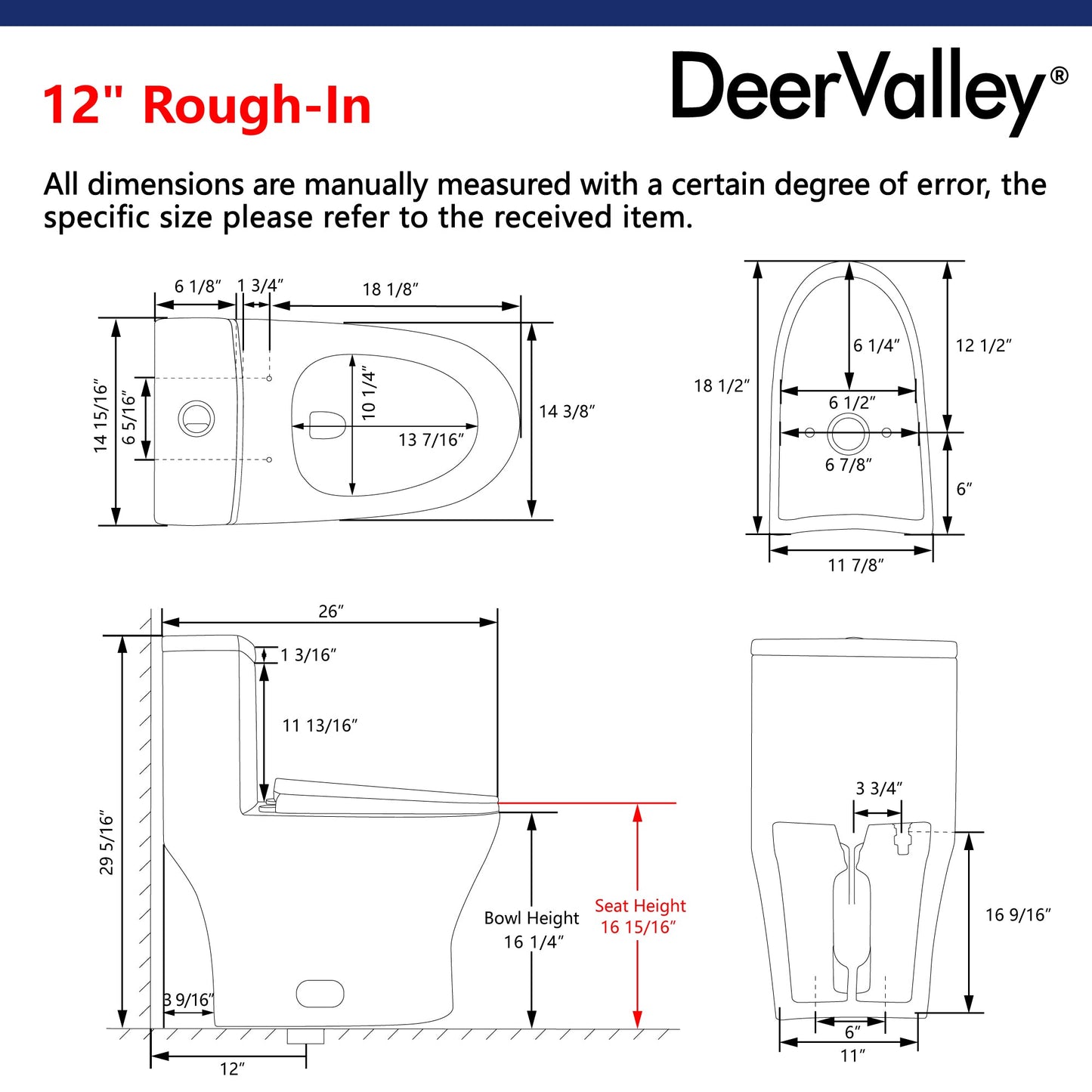 DeerValley DV-1F0073 – One-Piece Elongated Toilet