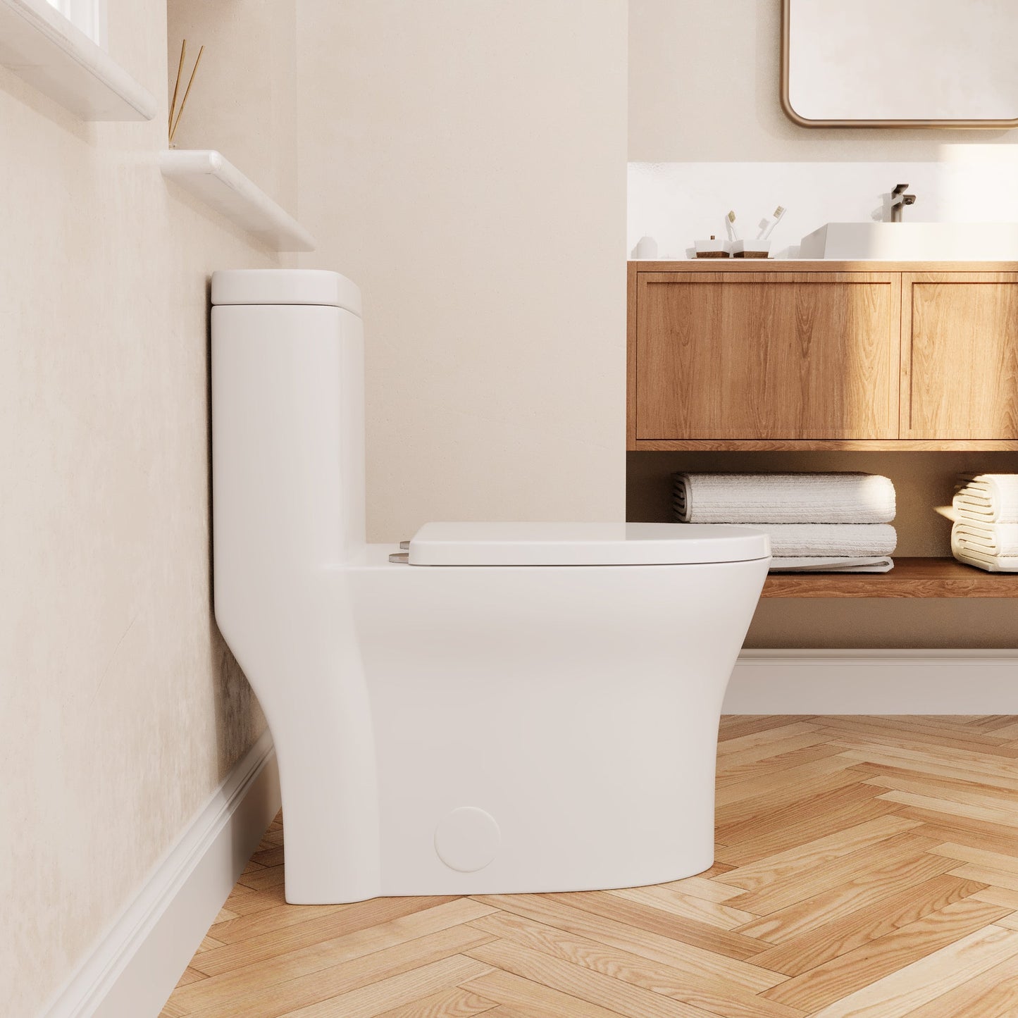 CONCORD One Piece Toilet, Dual Flush 1.1/1.6 GPF and MAP 600g, Standard White Toilet Bowl