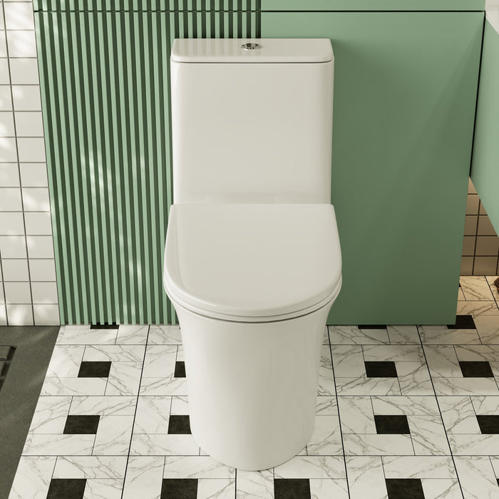 One Piece Toilet for Bathroom, Dual Flush 1.1/1.6 GPF Skirted Toilets, Soft Close seat
