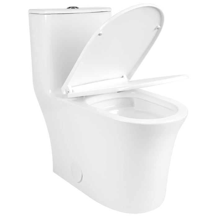 One Piece Toilet for Bathroom, Dual Flush 1.1/1.6 GPF Skirted Toilets, Soft Close seat