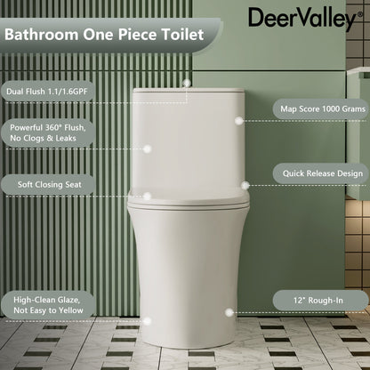 DeerValley DV-1F0248 – One-Piece Dual-Flush Elongated Toilet