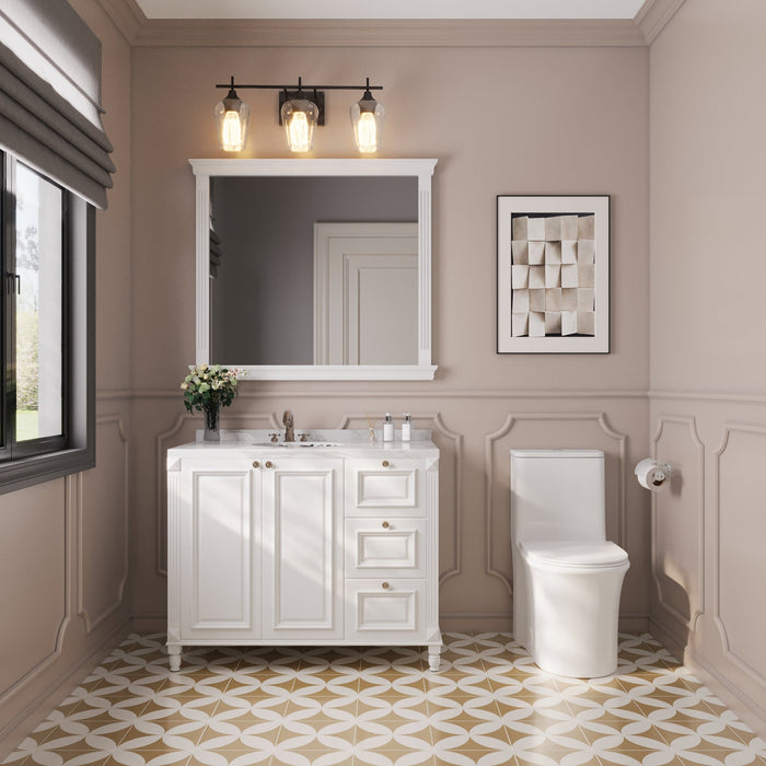 One Piece Toilet for Bathroom with Comfort Chair Seat ADA Height Skirted Toilets, White