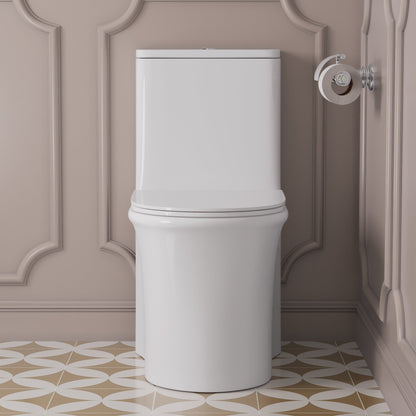 One Piece Toilet for Bathroom with Comfort Chair Seat ADA Height Skirted Toilets, White