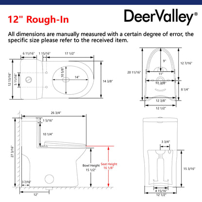 DeerValley DV-1F52508 – One-Piece Elongated Dual-Flush Toilet