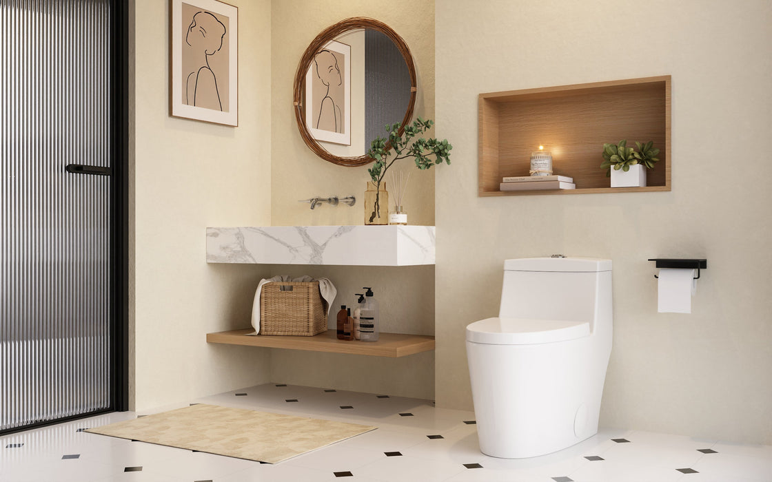 PRISM One-Piece Elongated Toilet, Dual-Flush Glazed Surface with Multiple Colors