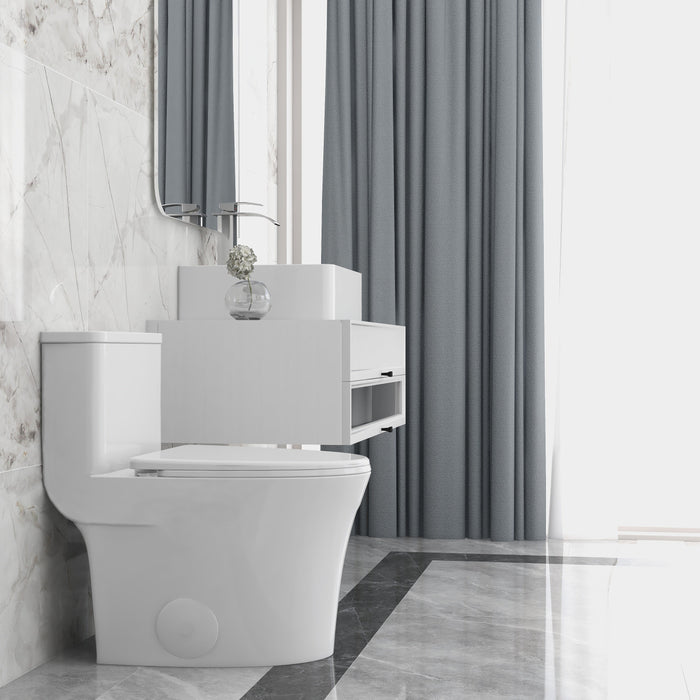 SYMMETRY One-Piece Elongated Toilet, 1.28 GPF Single-Flush