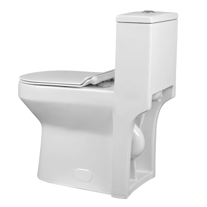 DeerValley Liberty Compact One-Piece Toilet with High-Efficiency Flush, ADA Comfort Height, Ultra-Thin Tank and Lid, Water-Saving Dual Flush (Seat Included)