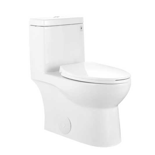 Ally 10" Rough-in Dual-Flush Elongated One-Piece Toilet with Glazed Surface Modern Toilet with Comfort Seat Height (Seat Included)