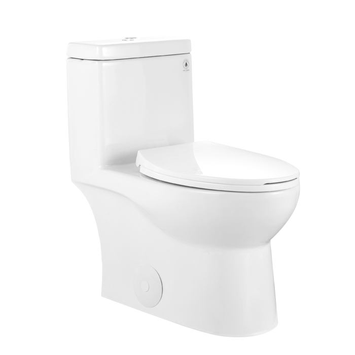 Ally 10" Rough-in Dual-Flush Elongated One-Piece Toilet with Glazed Surface Modern Toilet with Comfort Seat Height (Seat Included)