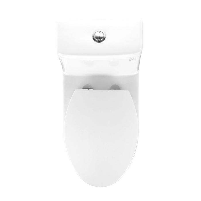 Ally 10" Rough-in Dual-Flush Elongated One-Piece Toilet with Glazed Surface Modern Toilet with Comfort Seat Height (Seat Included)