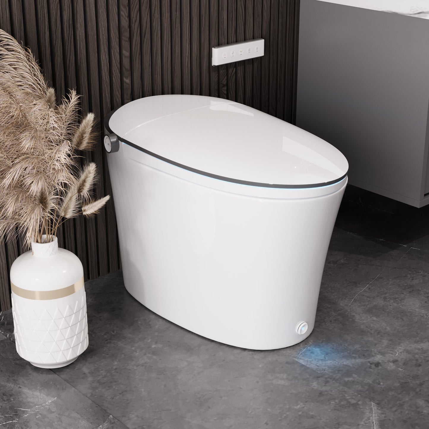 DeerValley  Smart Bidet Toilet Quiet-Closed Heated Seat Sensor Auto, Foot Kick & Blackout Flush, Warm Wash, Night Light，DV-1S0019-V3