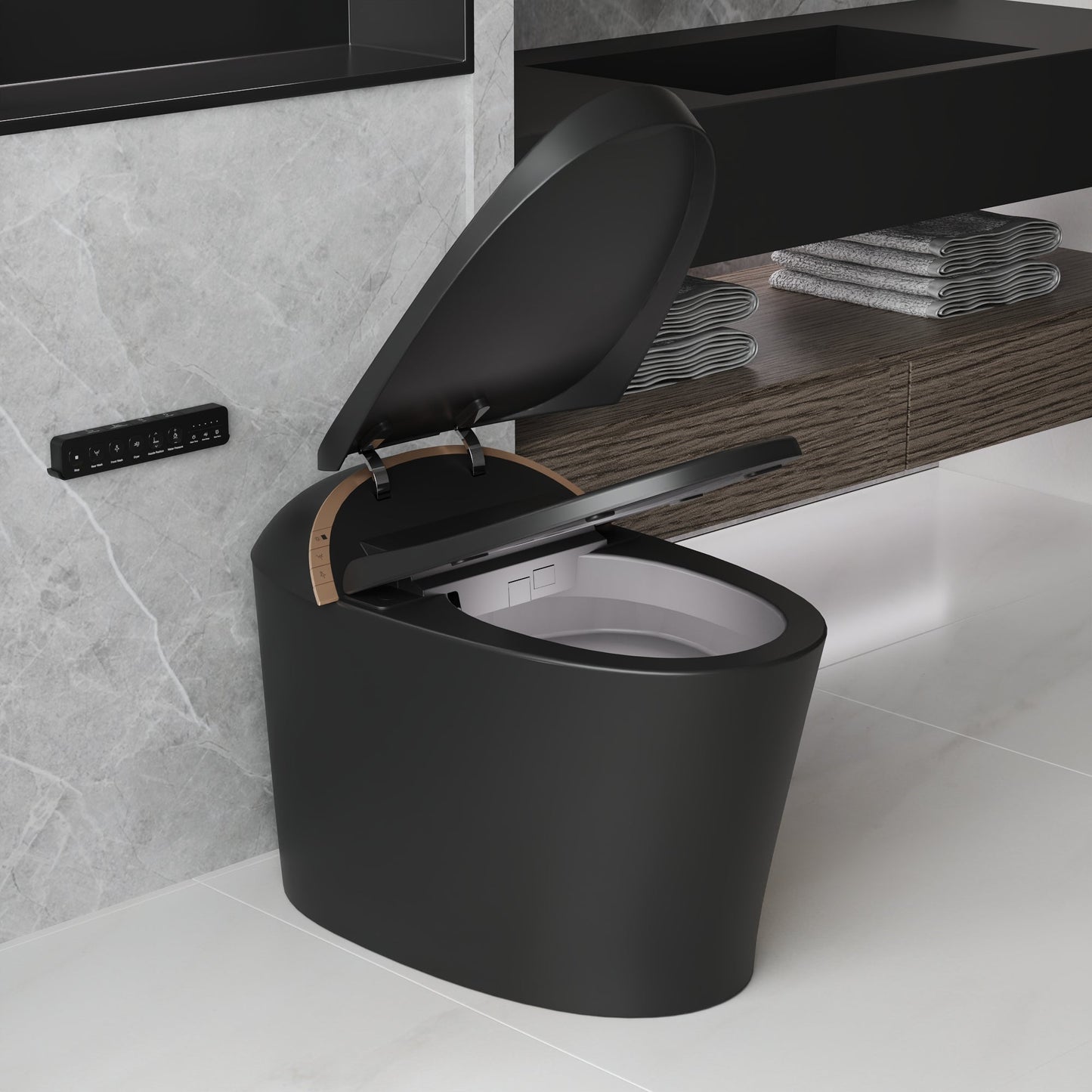 DeerValley Smart Toilet with Off-Seat Flush/Foot Sensor Flush, Automatic Tankless Toilet with Heated Seat, Warm Water Cleaning, Warm Air dryer,DV-1S0160/V1/V3