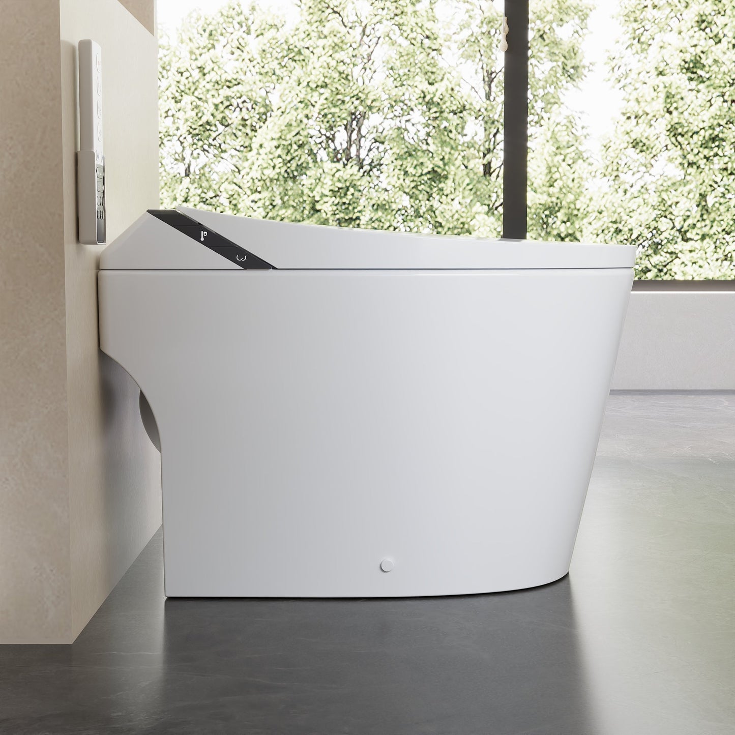 Smart Bidet Toilet with Auto Flush & Foam Shield Technology Modern Tankless Smart Toilet with Bidet, Warm Air Dryer, Heated Seat & Night Light (Remote Included) - DV-1S0289 / DV-1S0289-V3