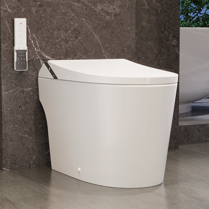 Smart Bidet Toilet with Auto Flush & Foam Shield Technology Modern Tankless Smart Toilet with Bidet, Warm Air Dryer, Heated Seat & Night Light (Remote Included) - DV-1S0289 / DV-1S0289-V3
