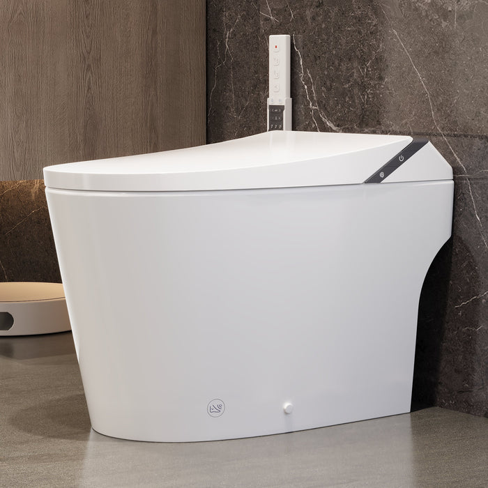Smart Bidet Toilet with Auto Flush & Foam Shield Technology Modern Tankless Smart Toilet with Bidet, Warm Air Dryer, Heated Seat & Night Light (Remote Included) - DV-1S0289 / DV-1S0289-V3