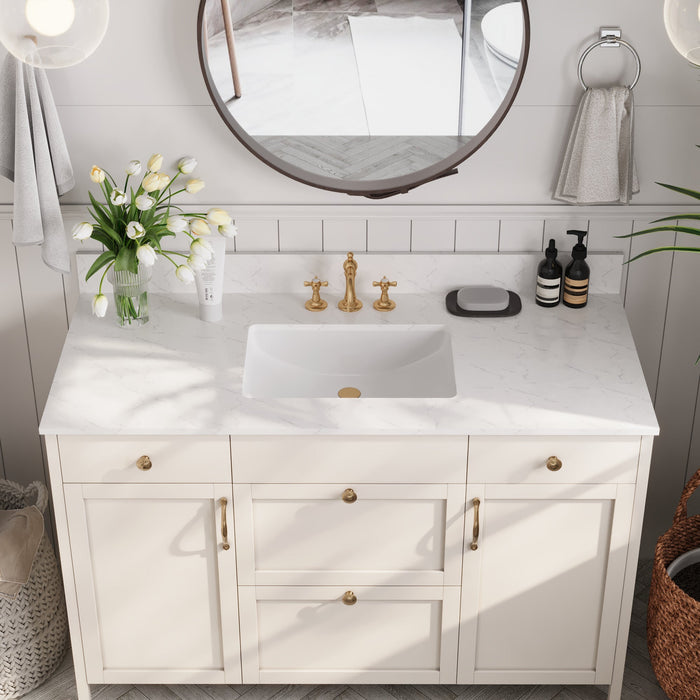 48.8" Rectangular Vanity Top Sink, Overflow Hole
