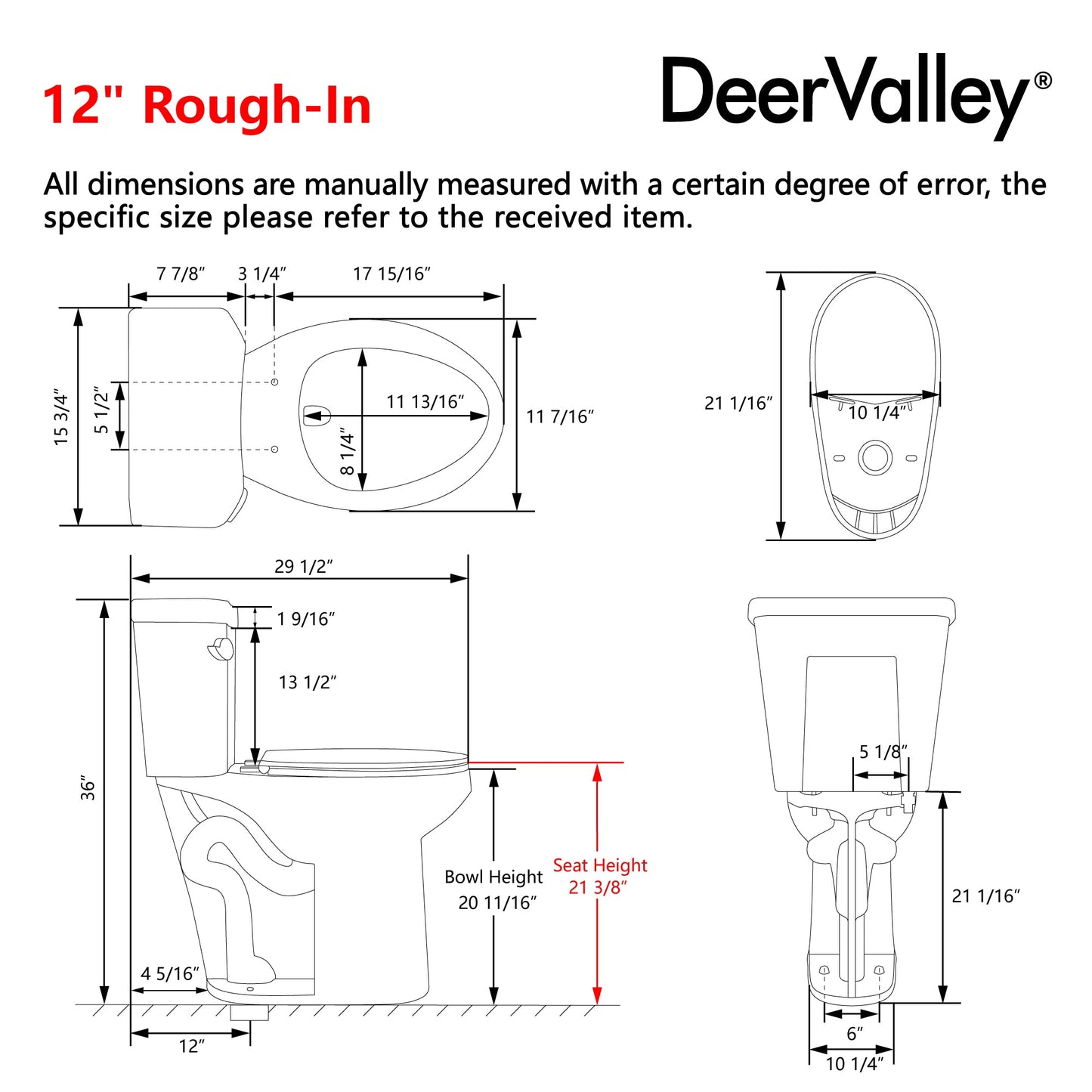 DeerValley DV-2F0143 – 21" Extra-Tall Two-Piece Elongated Toilet