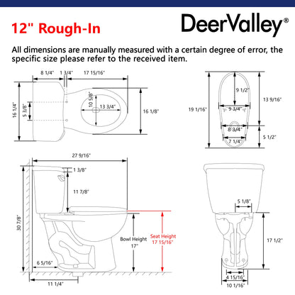 DeerValley DV-2F52531 – Two-Piece Elongated Water-Efficient Toilet