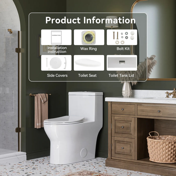 HOROW One Piece Toilet ADA Toilet Height 17.3 Inch Model T0350W