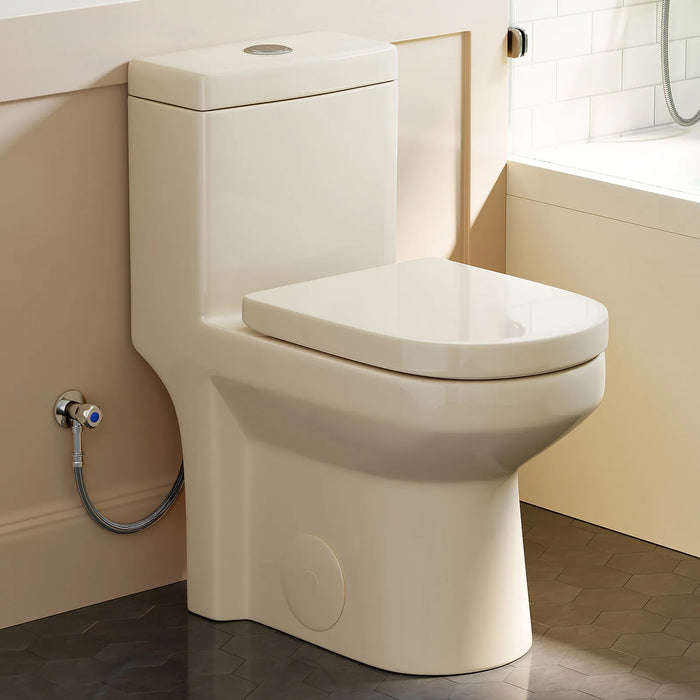 HOROW One Piece Toilet Biscuit Color Toilet With Dual Flush Model 8733BC