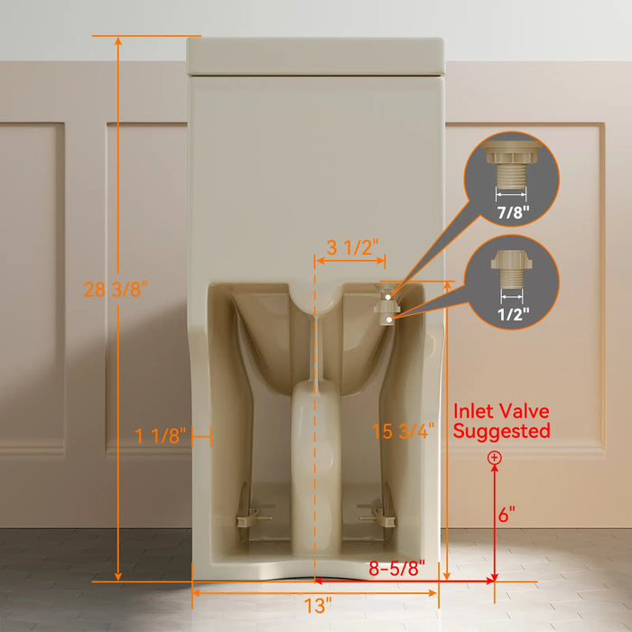HOROW One Piece Toilet Biscuit Color Toilet With Dual Flush Model 8733BC