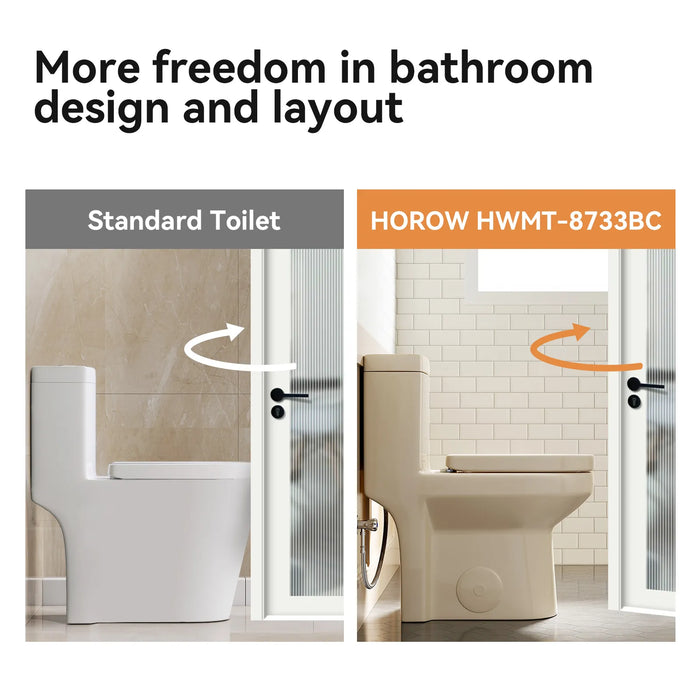 HOROW One Piece Toilet Biscuit Color Toilet With Dual Flush Model 8733BC