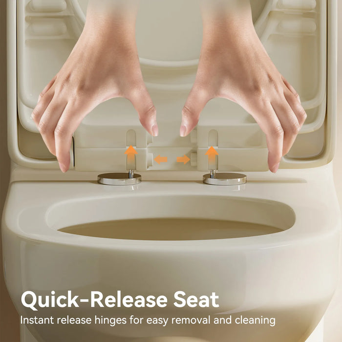 HOROW One Piece Toilet Biscuit Color Toilet With Dual Flush Model 8733BC