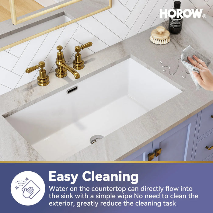 HOROW Rectangular Undermount Bathroom Sink 27 Inch Undermount Sink Model HWTP-S7040D