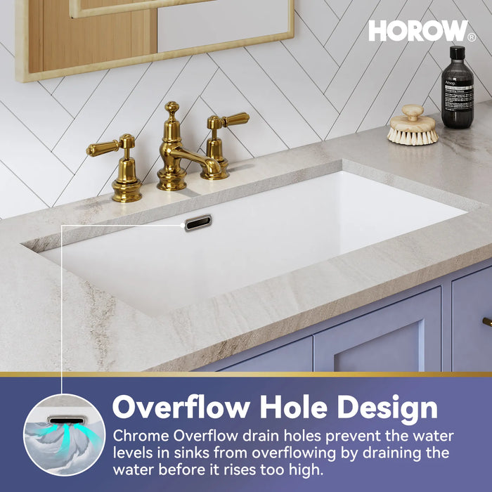 HOROW Rectangular Undermount Bathroom Sink 27 Inch Undermount Sink Model HWTP-S7040D