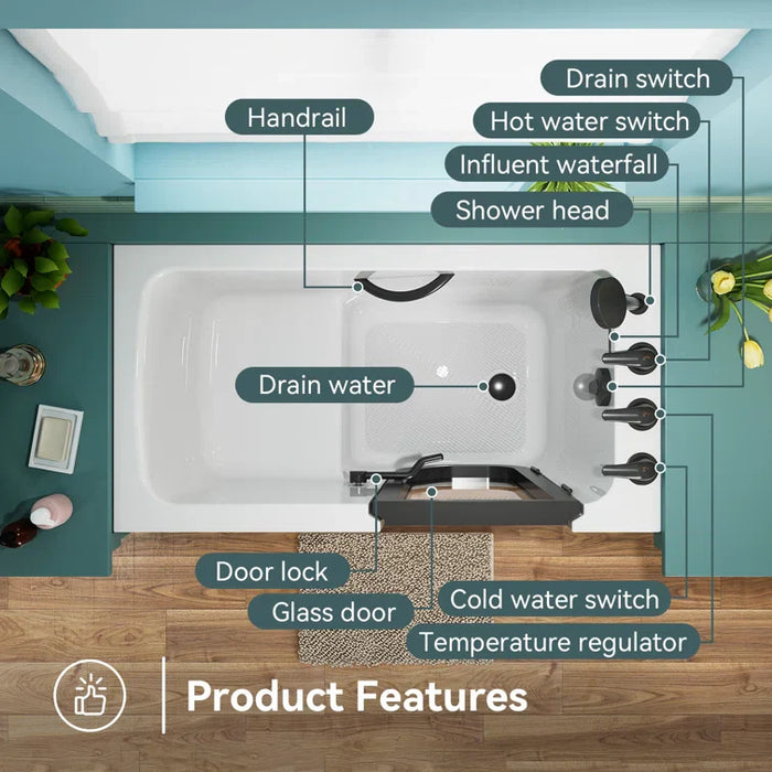HOROW Walk in Tub and Shower Combo Sit Down Bathtub Model M-329R