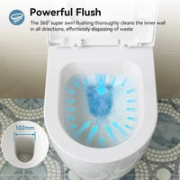 HOROW TG03W Elongated Wall-Mounted Toilet with Skirted Trapway & Powerful Flush