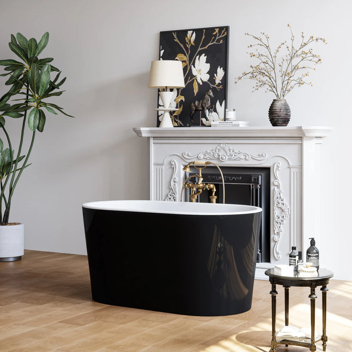 Black Acrylic Bathtub with Overflow and Left Drain Model TU47B