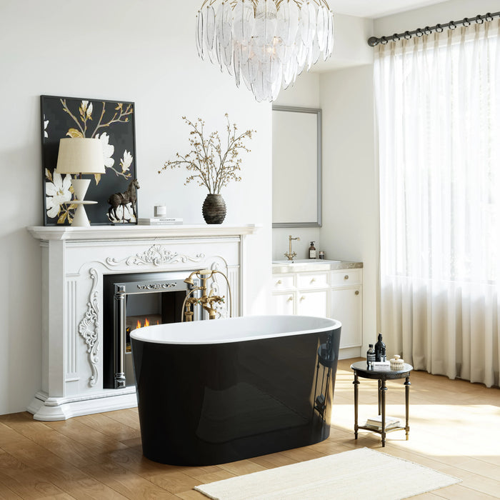 Black Acrylic Bathtub with Overflow and Left Drain Model TU47B